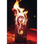 Feuersäule flying Dragon aus Metall im Edelrost Design Feuerstelle Rostdeko
