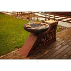 Grill Grillstelle Feuerstelle Holzkohlegrill XL L-Form mit Holzlege