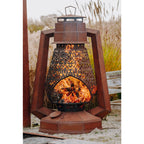 Feuerstelle - Laterne aus Edelrost Gartenfeuer XL Terrassenofen Rost-Patina