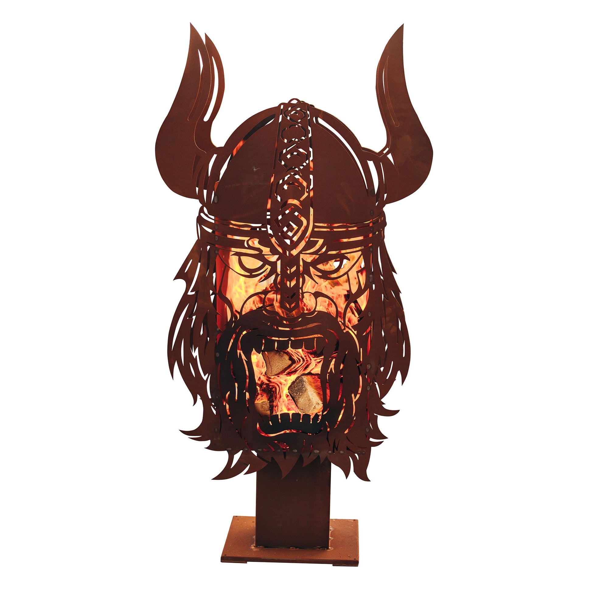 Feuerstelle Wikinger aus Metall im Edelrost Design Feuerständer Feuersäule XXL
