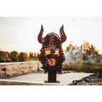 Feuerstelle Wikinger aus Metall im Edelrost Design Feuerständer Feuersäule XXL