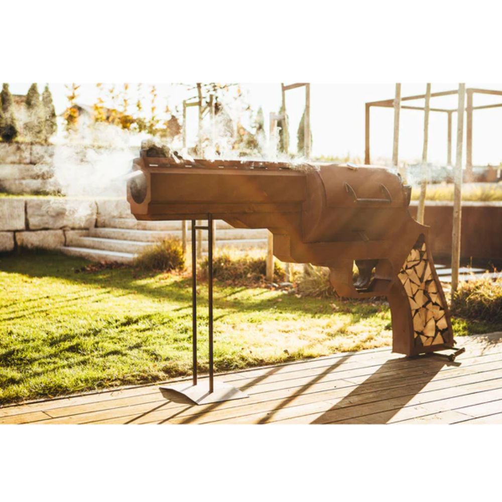 Grill Grillstelle Feuerstelle Holzkohlegrill XL Pistole Smoker für den Garten