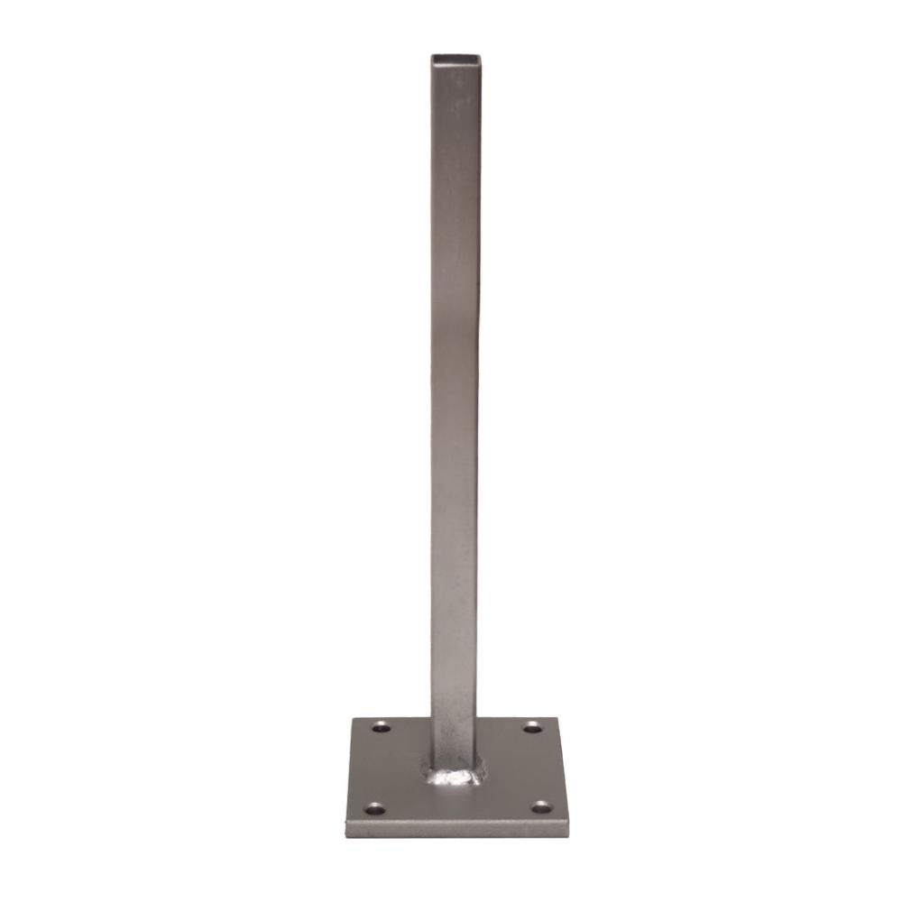Standfuß aus feuerverzinktem Metall für sichere Befestigung von Sichtschutzwänden auf festem Untergrund.