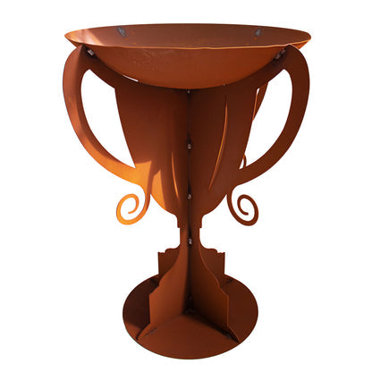 Flammenständer Pokal aus Metall, Feuerschale Feuerkorb Edelrost Gartendeko