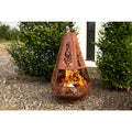 Flammenturm - Feuerstelle Metall Edelrost Gartendeko Holzfeuerstelle