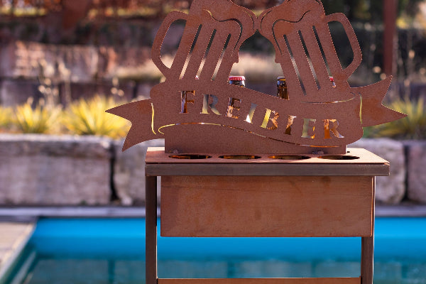 Freibier-Ständer Edelrost Bierständer Getränkehalter Partydeko Grillzubehör