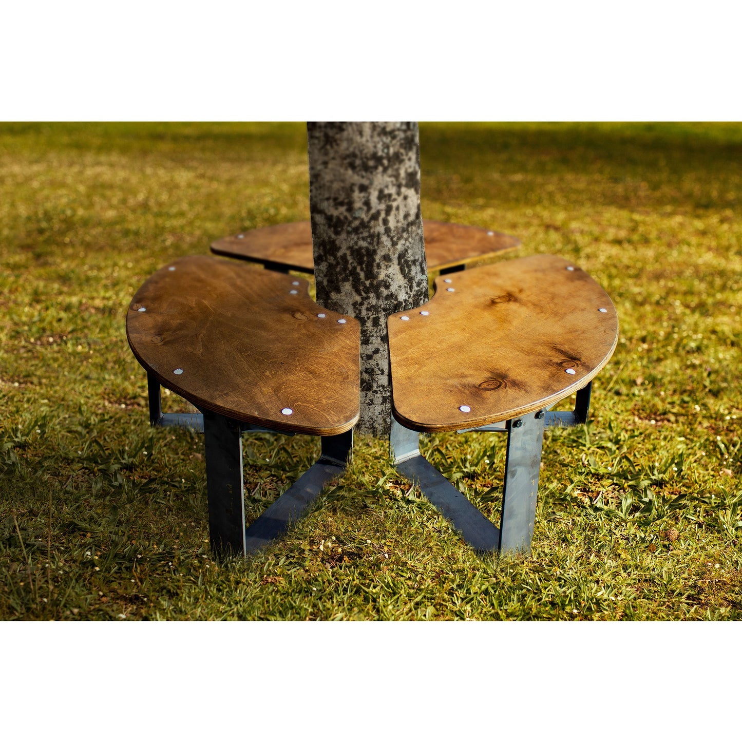 Gartenbänkchen - Circle einzeln oder im Set aus Birkenholz und Metall Gartenbank