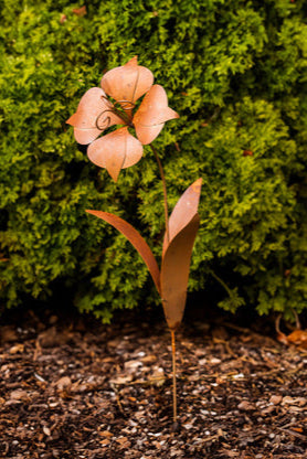 Gartenblume aus Edelrost  Garten Gartendeko Rostdeko Gartenstecker  Blume Metall