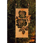 Gartenstecker XL aus Edelrost mit Rosen Motiv Gartendeko Rost Deko Gartenschild