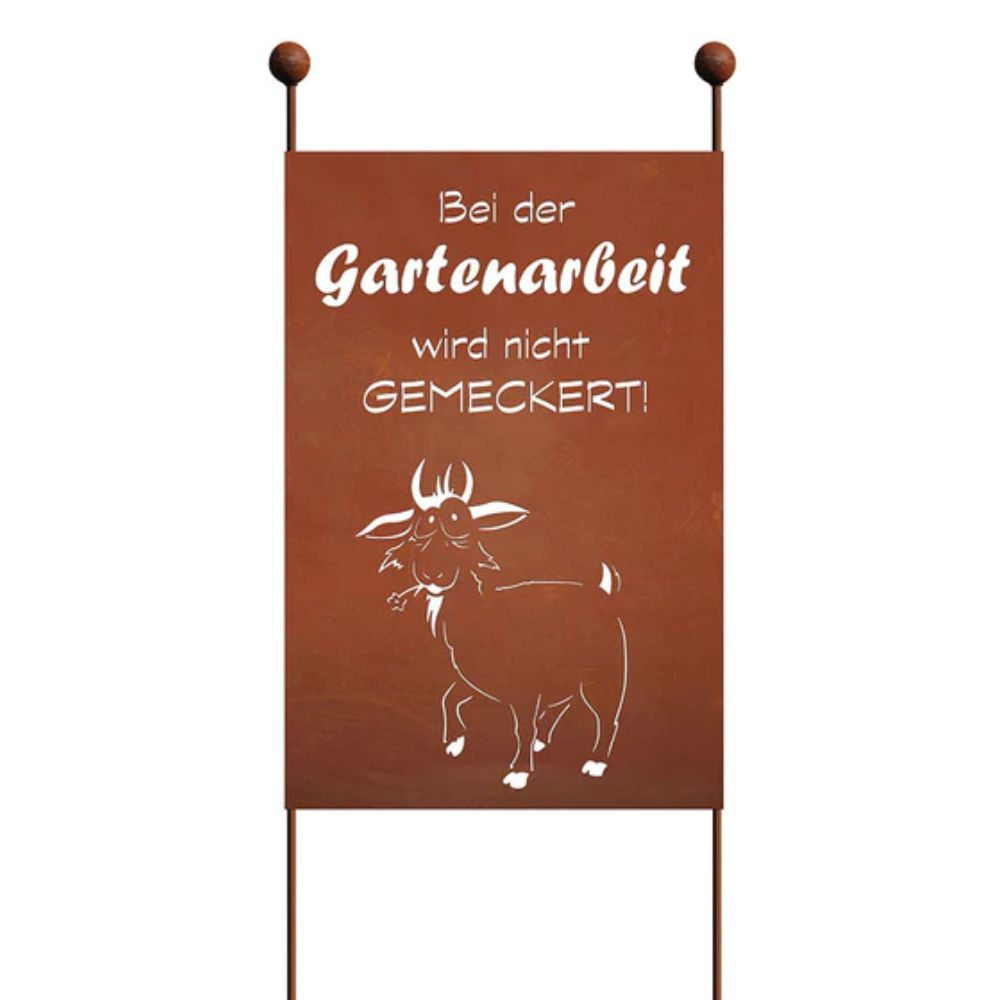 Gartenstecker XL aus Edelrost mit Gartenarbeit Spruch Gartendeko Rost Rosttafel