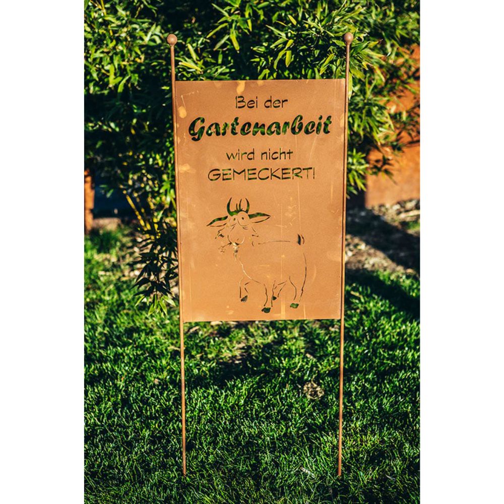 Gartenstecker XL aus Edelrost mit Gartenarbeit Spruch Gartendeko Rost Rosttafel