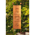 Gartenstecker XL aus Edelrost mit Spruch Lächeln - Rost Deko Spruchtafel