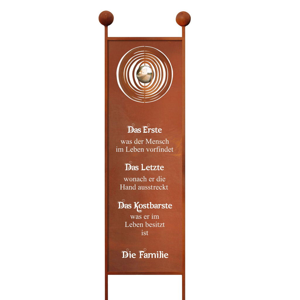 Gartenstecker XL aus Edelrost mit Familie Spruch Gartendeko Rost Deko Spruchtafel