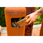 Gasflasche Sonne - Edelrost Feuersäule 128 cm Feuertonne Sonnenmotiv