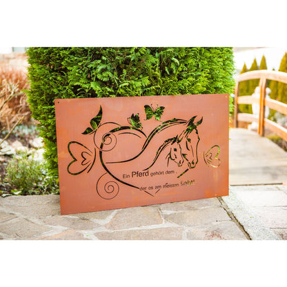 Edelrost Schild Gedichttafel - Pferdeliebe - Gartendeko Spruchschild Rost Deko