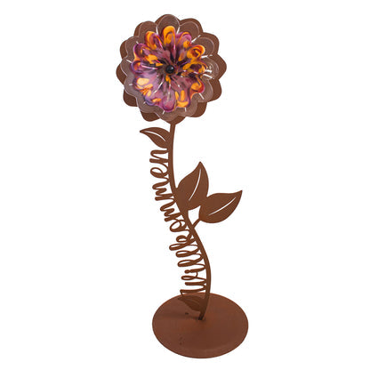 Glas Gartenblume Willkommen