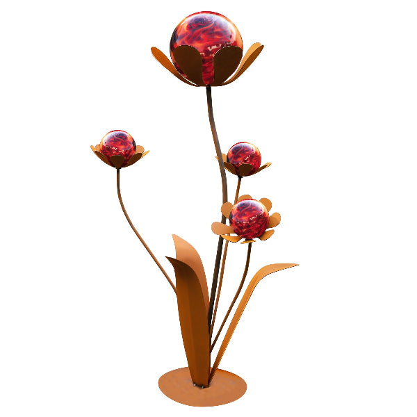 Glasblume - Ferrum - Metallblume mit Glas- oder Edelstahlkugeln Gardendeko