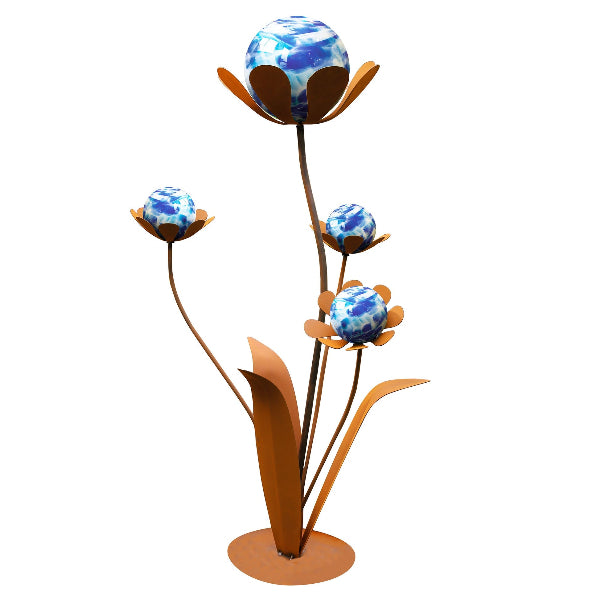 Glasblume - Ferrum - Metallblume mit Glas- oder Edelstahlkugeln Gardendeko