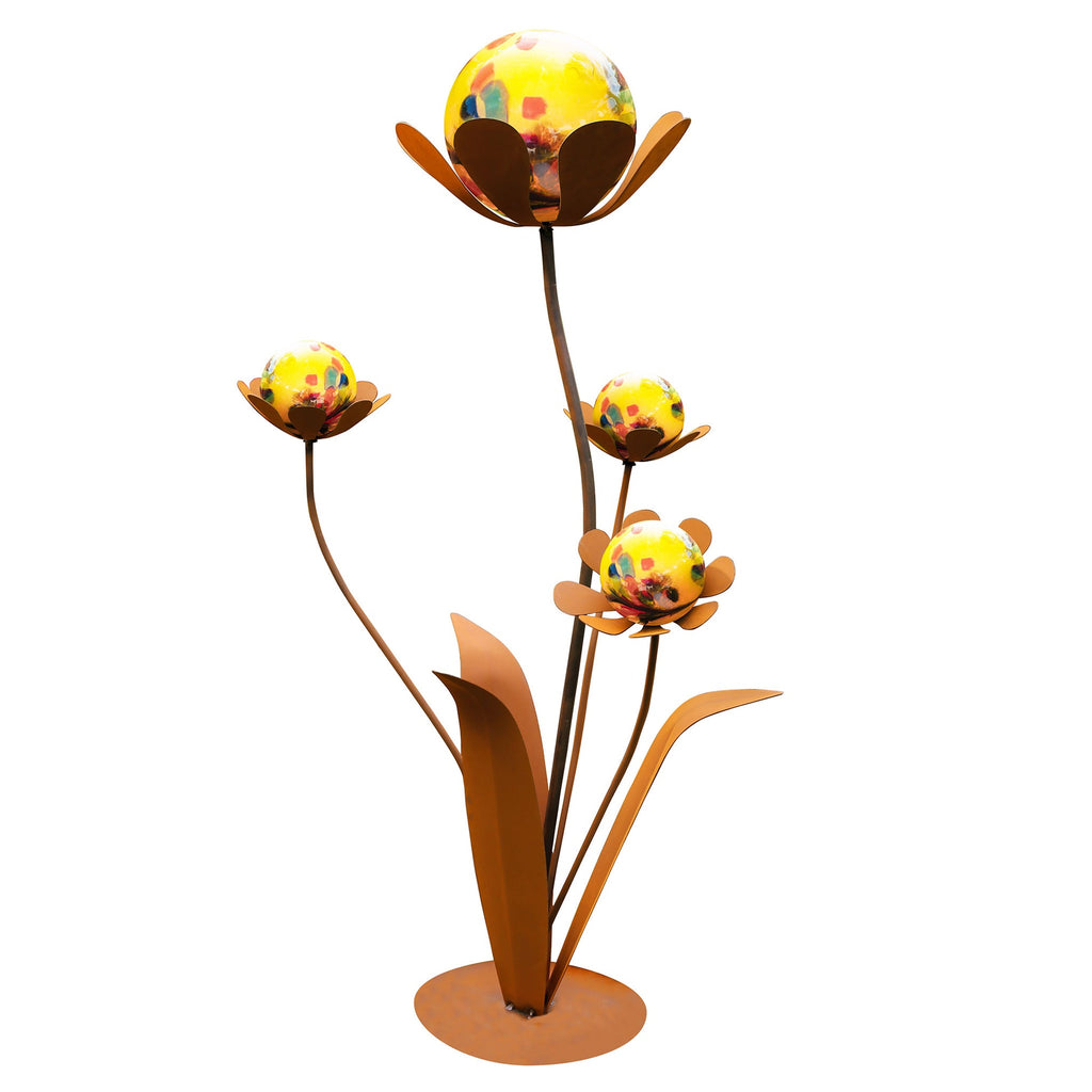 Glasblume - Ferrum - Metallblume mit Glas- oder Edelstahlkugeln Gardendeko