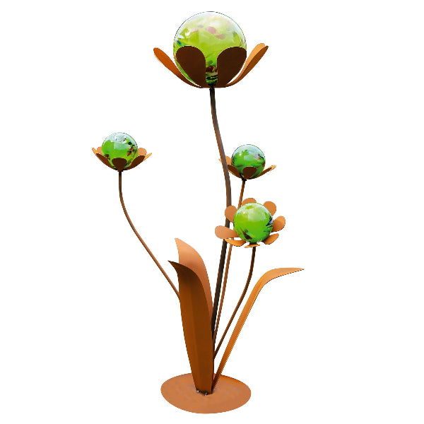 Glasblume - Ferrum - Metallblume mit Glas- oder Edelstahlkugeln Gardendeko
