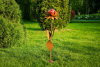 Glasblume Maya Edlerost Blume mit edler Glaskugel versch. Farben Rostdeko