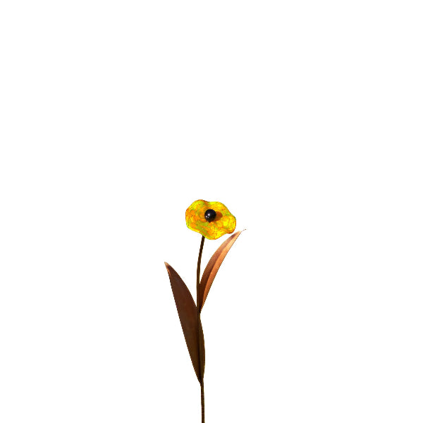 Glasblume - Mohnblume aus Metall Edelrost Blumendeko Glasblüte Garten