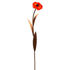 Glasblume - Mohnblume aus Metall Edelrost Blumendeko Glasblüte Garten