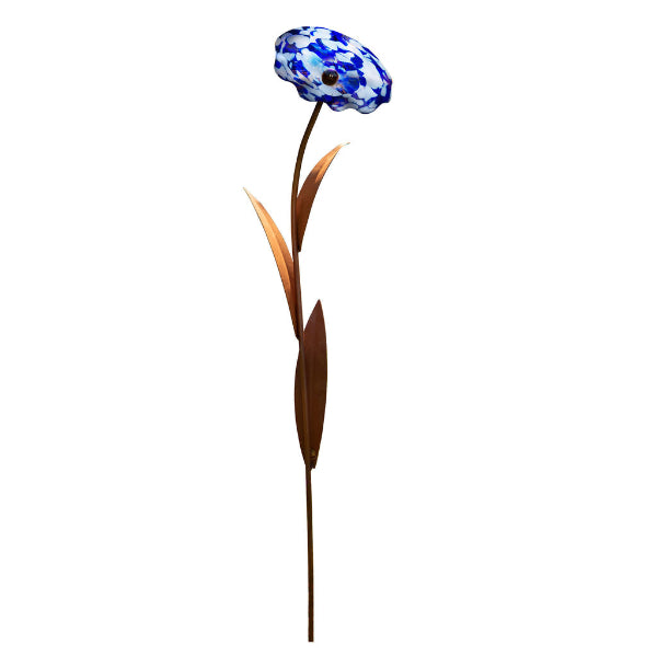 Glasblume - Mohnblume aus Metall Edelrost Blumendeko Glasblüte Garten