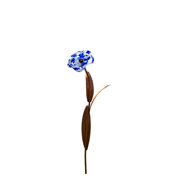 Glasblume - Mohnblume aus Metall Edelrost Blumendeko Glasblüte Garten