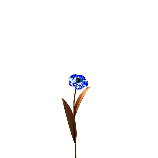 Glasblume - Mohnblume aus Metall Edelrost Blumendeko Glasblüte Garten