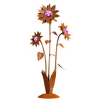 Glasblume Sonnenblume aus Edelrost mit Glaskugel in 3 Größen Gartendekoration