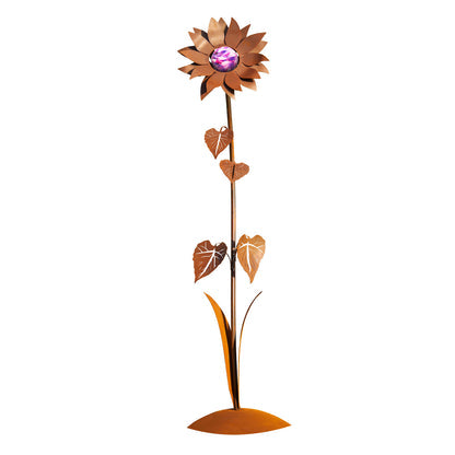 Glasblume Sonnenblume aus Edelrost mit Glaskugel in 3 Größen Gartendekoration