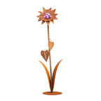 Glasblume Sonnenblume aus Edelrost mit Glaskugel in 3 Größen Gartendekoration