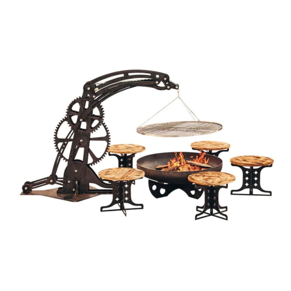 Grillstelle Feuerstelle Holzkohlegrill XL Industrie mit höhenverstellbarem Rost