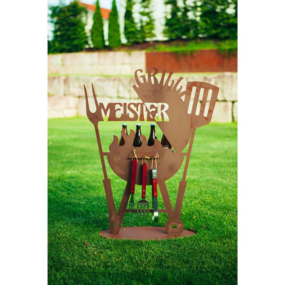 Grillständer Grillmeister BBQ Rostfigur für den Garten Grill Deko Männergeschenk
