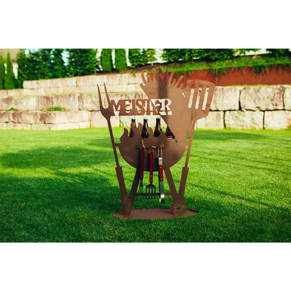 Grillständer Grillmeister BBQ Rostfigur für den Garten Grill Deko Männergeschenk