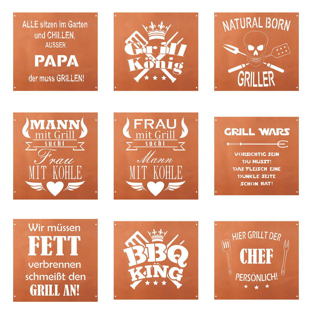 Grilltisch Edelrost - mit verschiedenen Tafeln erhältlich Grillzubehör Rost