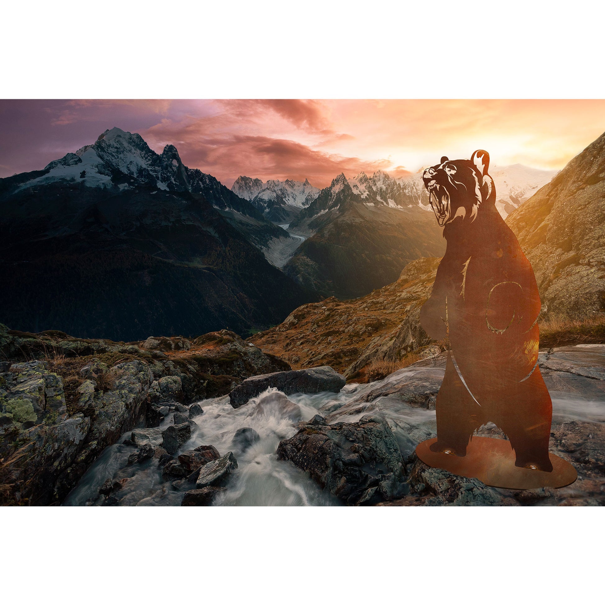 Tierfigur Metall - Grizzly Olaf - Edelrost Skulptur Gartendeko Rost Wildtiere