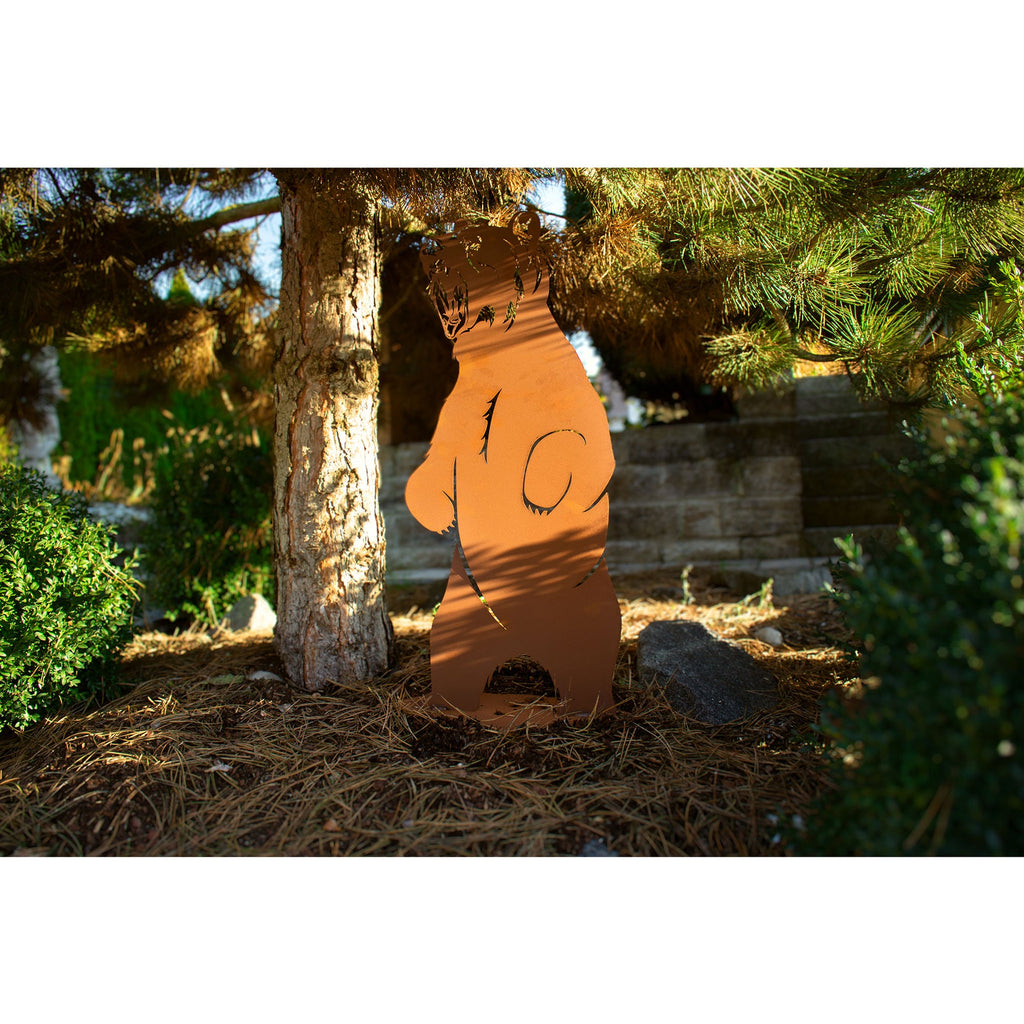 Tierfigur Metall - Grizzly Olaf - Edelrost Skulptur Gartendeko Rost Wildtiere