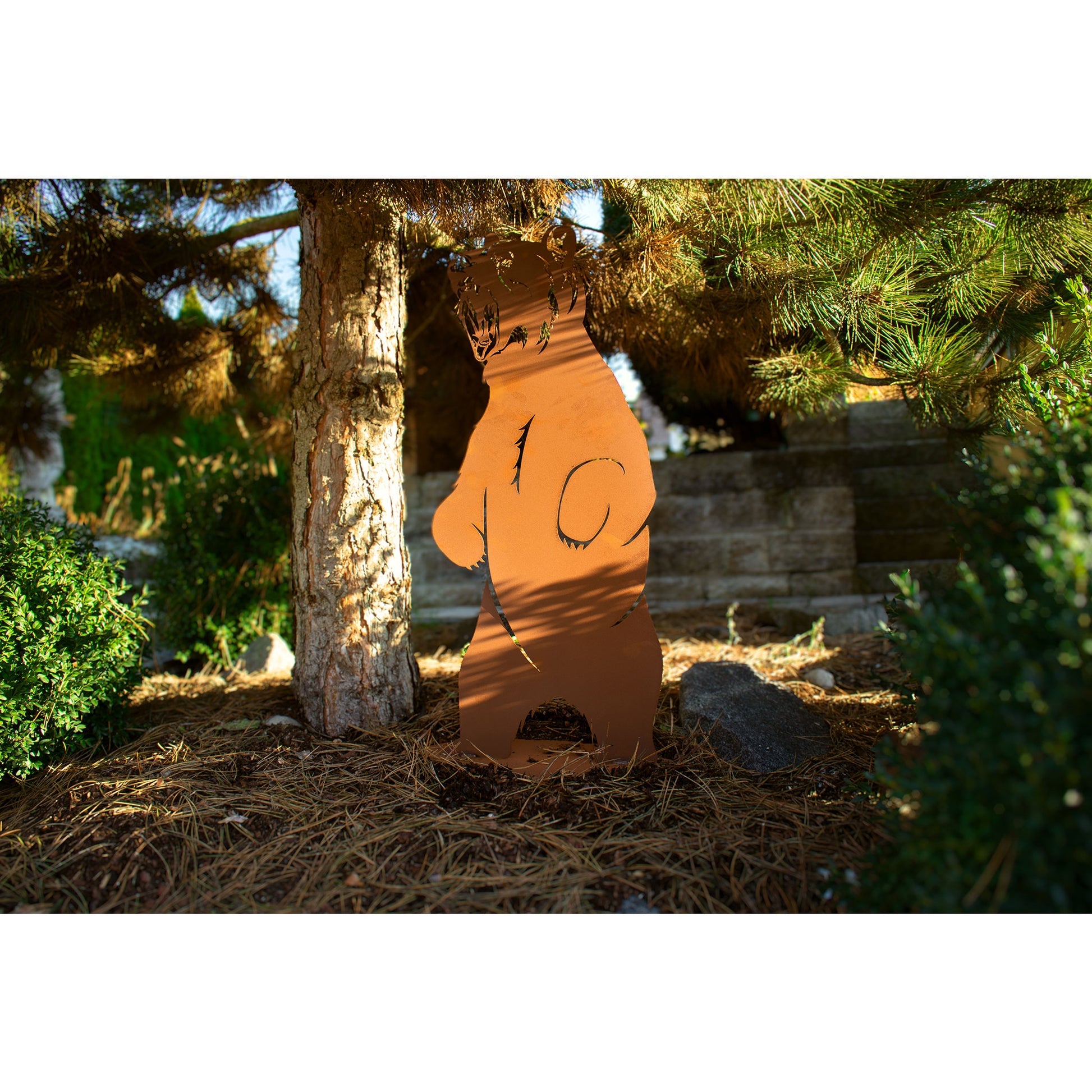 Tierfigur Metall - Grizzly Olaf - Edelrost Skulptur Gartendeko Rost Wildtiere