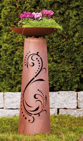 Säule Kegel - Lichterzauber Edelrost Gartensäule Pflanzsäule mit Schale