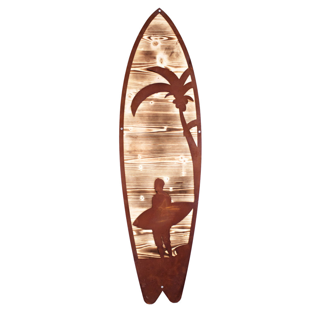 Holz Surfbrett - Holz-Edelrost Kombination Deko Surfbrett Surfboard