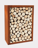 Holzregal Lounge für Innen & Außen – stilvolles Kaminholz- und Deko-Regal