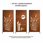 3er Set Edelrost Sichtschutz Schilf & Meer Naturdesign Höhe 200 cm Breite 300 cm