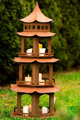 Ming Tempel - chinesische Gartengestaltung Bambusgarten Edelrost Asiatische Deko