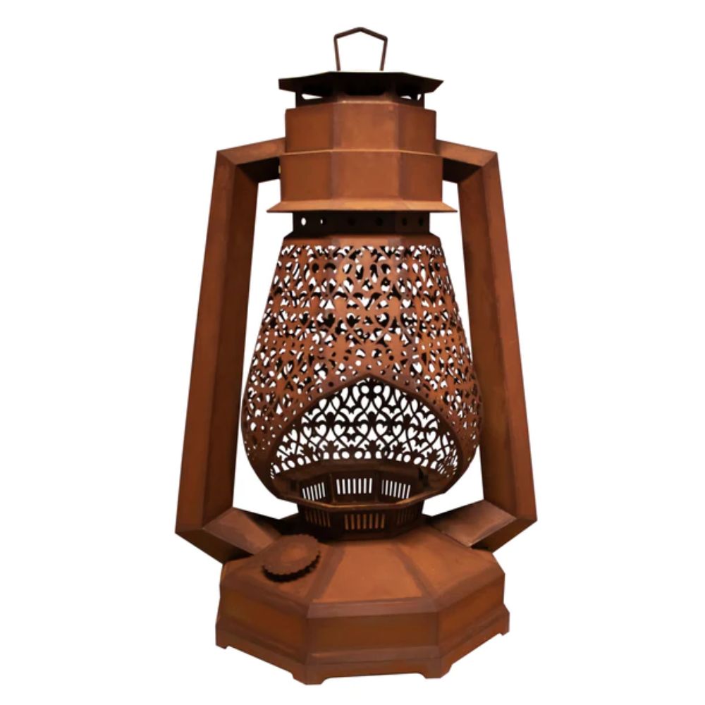 Feuerstelle - Laterne aus Edelrost Gartenfeuer XL Terrassenofen Rost-Patina