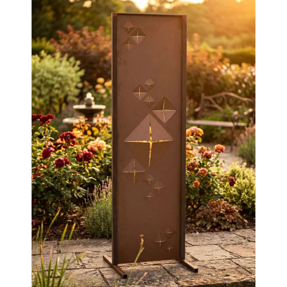 Paravent Rauten Edelrost Sichtschutzwand 160 × 50 cm – Made in Germany