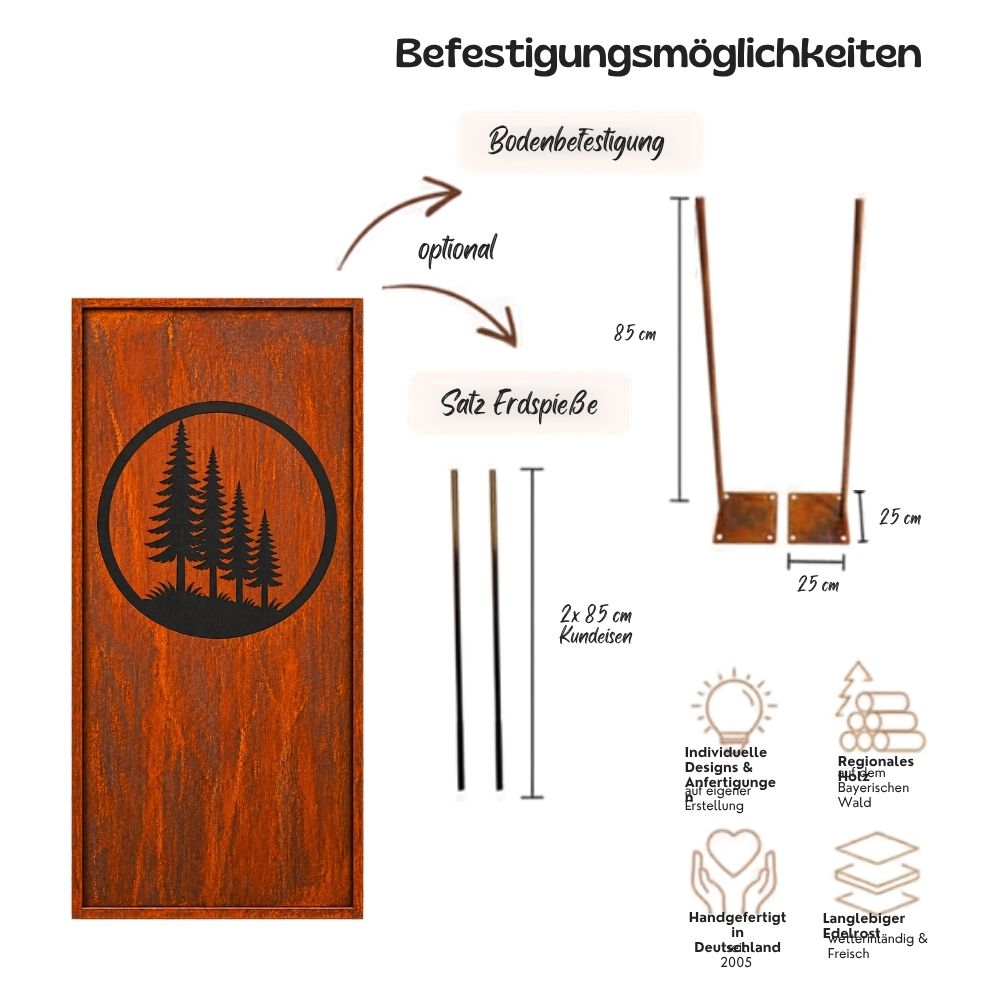 Parawand Wald Stecksystem Edelrost Sichtschutzwand Gr. 200 x 100 cm
