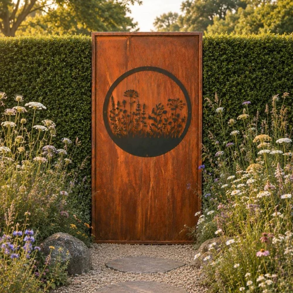 Parawand Blumenwiese Stecksystem Edelrost Sichtschutzwand Gr. 200 x 100 cm