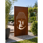 Parawand Buddha aus Edelrost 100 × 200 cm Dekorativer Sichtschutz für den Garten